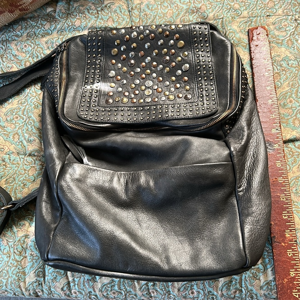Viola Castellani Studded Black Leather Backpack - Picture 4 of 10